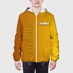 Куртка с капюшоном мужская Chevrolet желтый градиент, цвет: 3D-белый — фото 2