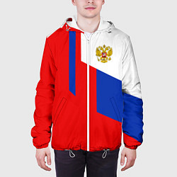 Куртка с капюшоном мужская Russia: Geometry Tricolor, цвет: 3D-белый — фото 2