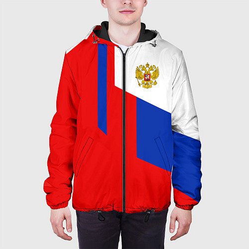 Мужская куртка Russia: Geometry Tricolor / 3D-Черный – фото 3