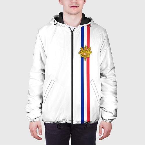 Мужская куртка Франция: лента с гербом / 3D-Черный – фото 3