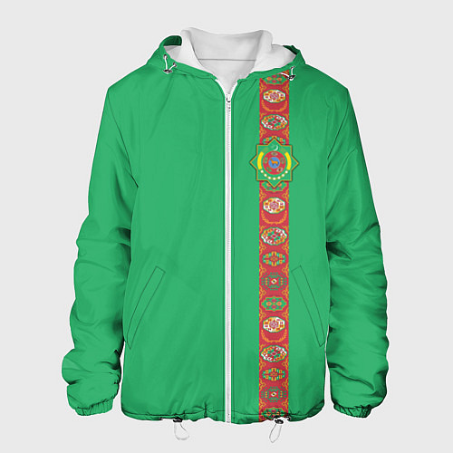 Мужская куртка Туркменистан, лента с гербом / 3D-Белый – фото 1
