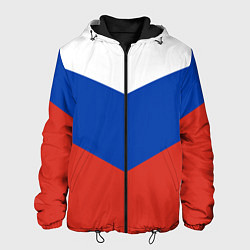 Куртка с капюшоном мужская Российский триколор, цвет: 3D-черный