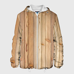 Куртка с капюшоном мужская Деревянная обшивка, цвет: 3D-белый