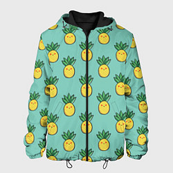Куртка с капюшоном мужская Веселые ананасы, цвет: 3D-черный