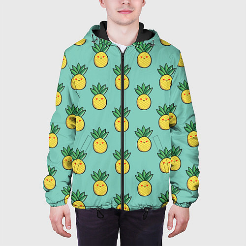 Мужская куртка Веселые ананасы / 3D-Черный – фото 3
