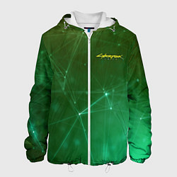Куртка с капюшоном мужская Cyberpunk 2077: Green Network, цвет: 3D-белый