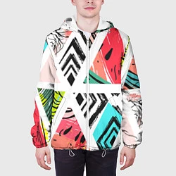 Куртка с капюшоном мужская Тропическое ассорти, цвет: 3D-белый — фото 2