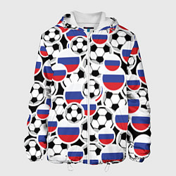Куртка с капюшоном мужская Россия: футбольный фанат, цвет: 3D-белый