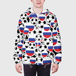 Куртка с капюшоном мужская Россия: футбольный фанат, цвет: 3D-белый — фото 2