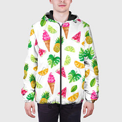 Куртка с капюшоном мужская Сочное лето, цвет: 3D-черный — фото 2
