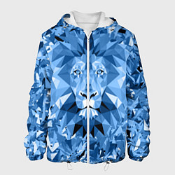 Куртка с капюшоном мужская Сине-бело-голубой лев, цвет: 3D-белый