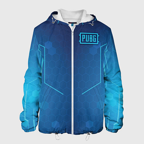 Мужская куртка PUBG: Blue Hexagons / 3D-Белый – фото 1