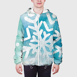 Куртка с капюшоном мужская Снежная акварель, цвет: 3D-белый — фото 2