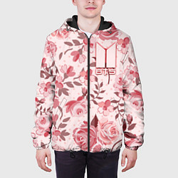 Куртка с капюшоном мужская BTS: Pink Roses, цвет: 3D-черный — фото 2