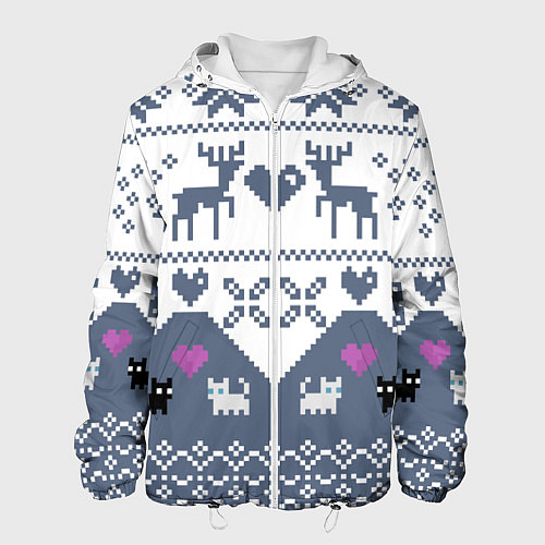 Мужская куртка Новогодняя любовь / 3D-Белый – фото 1