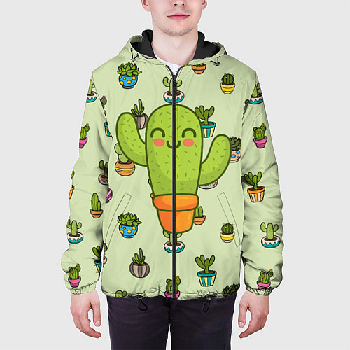 Мужская куртка Веселый кактус / 3D-Черный – фото 3
