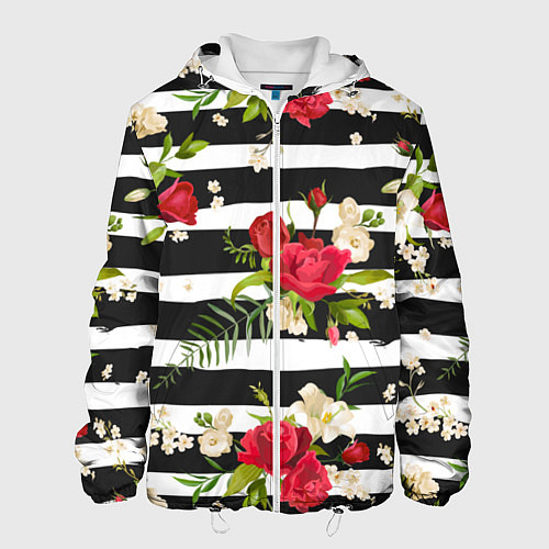 Мужская куртка Розы и орхидеи / 3D-Белый – фото 1