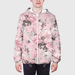 Куртка с капюшоном мужская Розовые розы, цвет: 3D-белый — фото 2