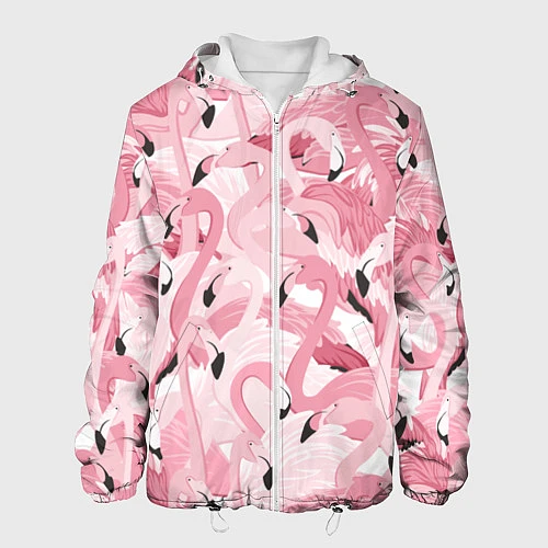 Мужская куртка Розовый фламинго / 3D-Белый – фото 1