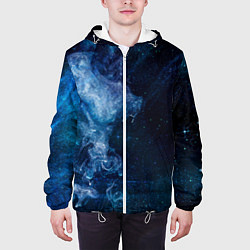 Куртка с капюшоном мужская Синий космос, цвет: 3D-белый — фото 2