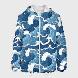 Куртка с капюшоном мужская Морские волны графика, цвет: 3D-белый