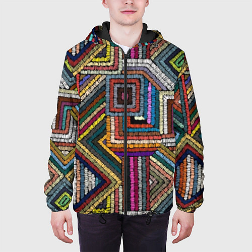 Мужская куртка Этнический ковровый орнамент / 3D-Черный – фото 3