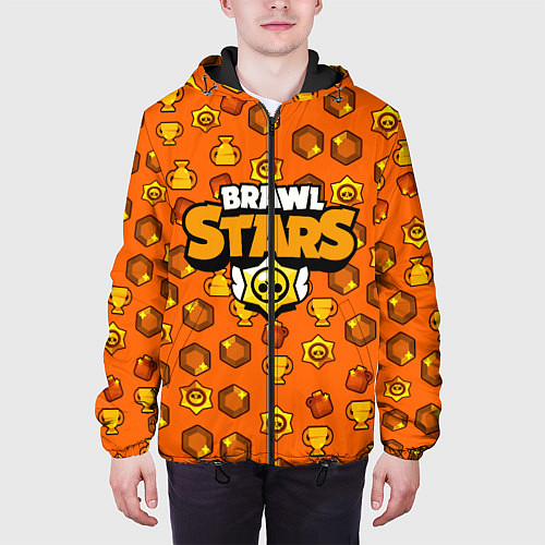 Мужская куртка Brawl Stars: Orange Team / 3D-Черный – фото 3
