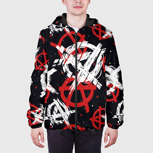 Мужская куртка Анархия - паттерн / 3D-Черный – фото 3