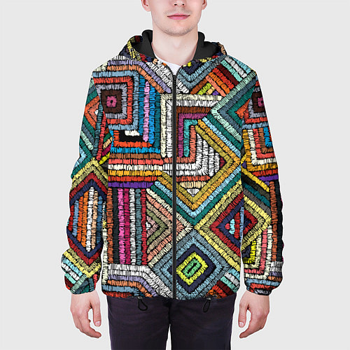 Мужская куртка Этнический орнамент вышивка / 3D-Черный – фото 3