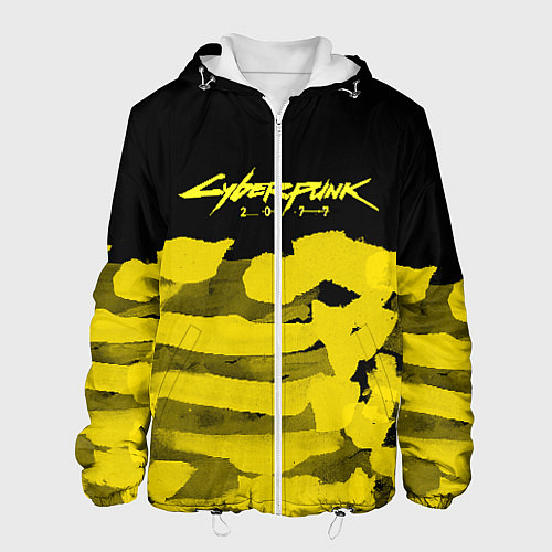 Мужская куртка Cyberpunk 2077: Black & Yellow / 3D-Белый – фото 1