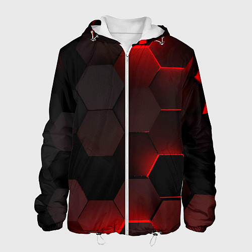 Мужская куртка Красные абстрактные плиты / 3D-Белый – фото 1