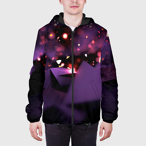 Мужская куртка Фиолетовая абстракция с блестками / 3D-Черный – фото 3