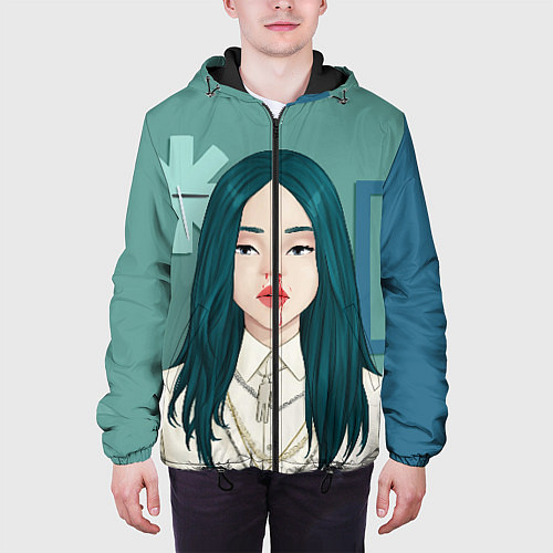 Мужская куртка Billie Eilish: Turquoise Hair / 3D-Черный – фото 3