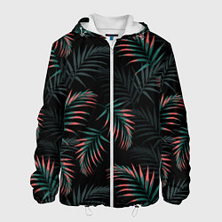 Куртка с капюшоном мужская Листья пальмы, цвет: 3D-белый