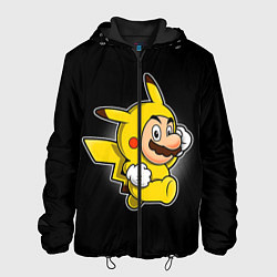 Куртка с капюшоном мужская Марио в костюме пикачу, цвет: 3D-черный
