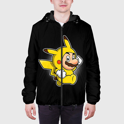 Мужская куртка Марио в костюме пикачу / 3D-Черный – фото 3