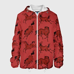 Куртка с капюшоном мужская Красные кони, цвет: 3D-белый