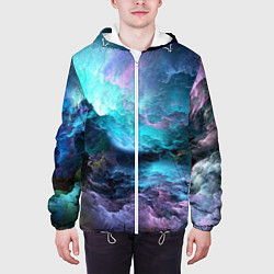 Куртка с капюшоном мужская Космос фрактал, цвет: 3D-белый — фото 2