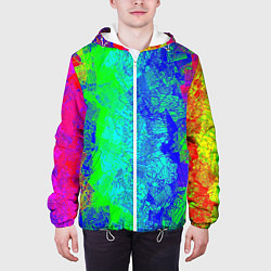 Куртка с капюшоном мужская Красочная текстура, цвет: 3D-белый — фото 2