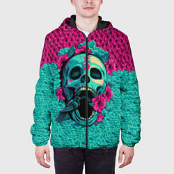 Куртка с капюшоном мужская Неоновый череп, цвет: 3D-черный — фото 2