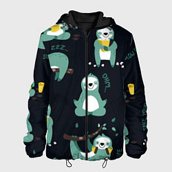 Куртка с капюшоном мужская Ленивцы, цвет: 3D-черный