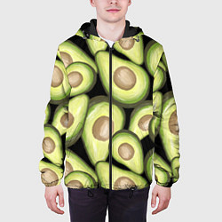 Куртка с капюшоном мужская Avocado background, цвет: 3D-черный — фото 2