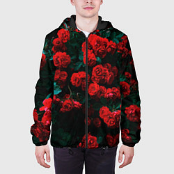 Куртка с капюшоном мужская Розы, цвет: 3D-черный — фото 2