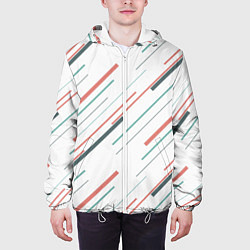 Куртка с капюшоном мужская Геометрический стиль, цвет: 3D-белый — фото 2