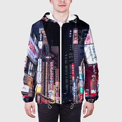 Куртка с капюшоном мужская Ночной Токио, цвет: 3D-белый — фото 2