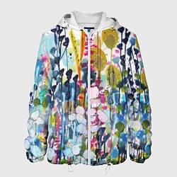 Куртка с капюшоном мужская Watercolor Flowers, цвет: 3D-белый