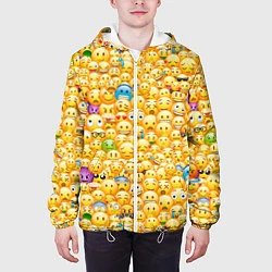 Куртка с капюшоном мужская Смайлики Emoji, цвет: 3D-белый — фото 2