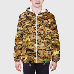 Куртка с капюшоном мужская Листья, цвет: 3D-белый — фото 2
