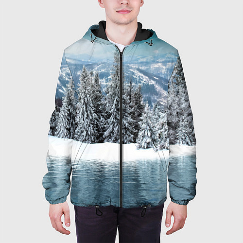 Мужская куртка Зимний лес / 3D-Черный – фото 3