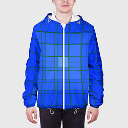 Куртка с капюшоном мужская Геометрия синяя 3D, цвет: 3D-белый — фото 2